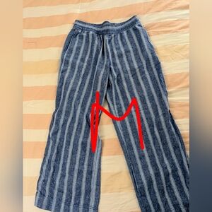 Blue Striped Wide-Leg Lounge Pants